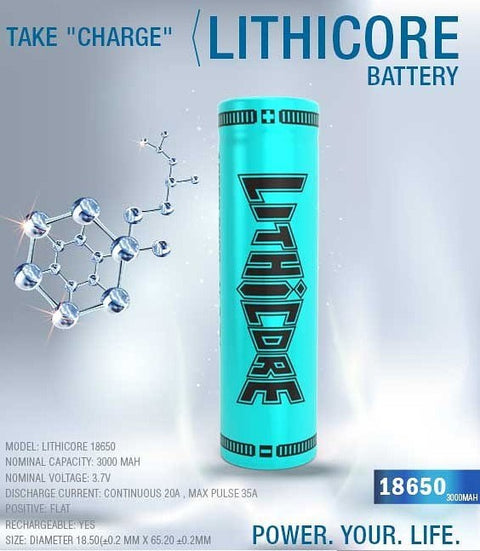 Lithicore 18650 3000mah (2 Pack)
